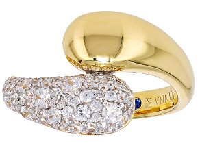 White Cubic Zirconia 18k Yellow Gold Over Sterling Silver And Platineve® Ring 1.20ctw