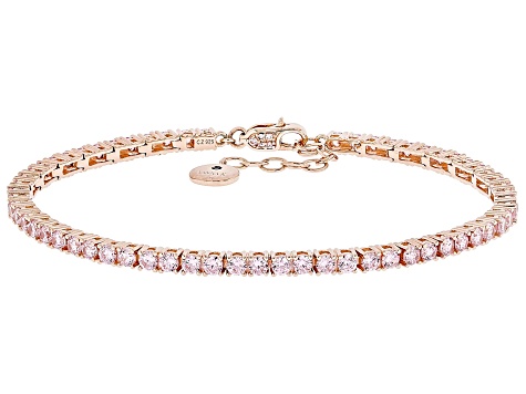 Pink Cubic Zirconia 18k Rose Gold Over Sterling Silver Tennis Bracelet 7.00ctw