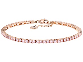 Pink Cubic Zirconia 18k Rose Gold Over Sterling Silver Tennis Bracelet 7.00ctw