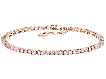 Picture of Pink Cubic Zirconia 18k Rose Gold Over Sterling Silver Tennis Bracelet 7.00ctw