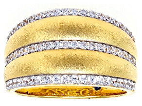 White Cubic Zirconia 18k Yellow Gold Over Sterling Silver Ring 0.89ctw