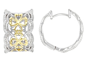 Platineve® And 18k Yellow Gold Over Sterling Silver Hoops
