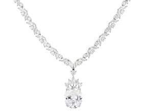 White Cubic Zirconia  Platineve® Tennis Necklace 11.14ctw