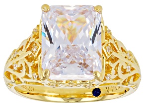 White Cubic Zirconia 18k Yellow Gold Over Sterling Silver Ring 7.68ctw