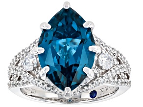 Blue Lab Created Spinel And White Cubic Zirconia Platineve® Ring 7.45ctw