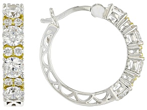 White Cubic Zirconia Platineve® and 18k Yellow Gold Over Sterling Silver Earrings 3.72ctw