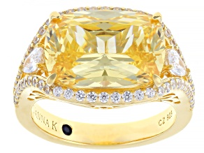 Canary And White Cubic Zirconia 18k Yellow Gold Over Sterling Silver Ring 11.15ctw