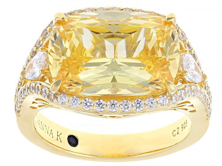 Canary And White Cubic Zirconia 18k Yellow Gold Over Sterling Silver Ring 11.15ctw