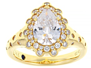 White Cubic Zirconia 18k Yellow Gold Over Sterling Silver Ring 3.77ctw