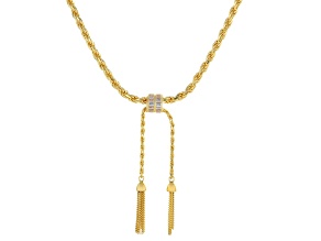 White Cubic Zirconia 18k Yellow Gold Over Sterling Silver Curb and Rope Chain Necklace 1.28ctw