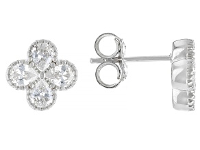 White Cubic Zirconia Platineve™ Clover Stud Earrings 1.87ctw