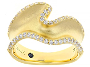 White Cubic Zirconia 18k Yellow Gold Over Sterling Silver Ring 0.79ctw