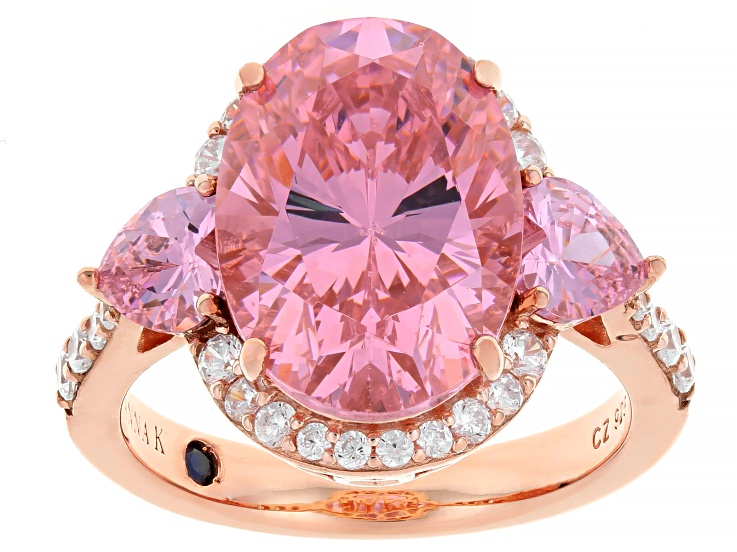 Pink and White Cubic Zirconia 18k Rose Gold Over Sterling Silver