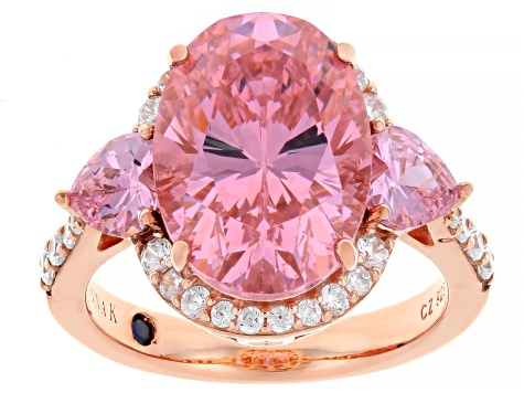 Pink and White Cubic Zirconia 18k Rose Gold Over Sterling Silver