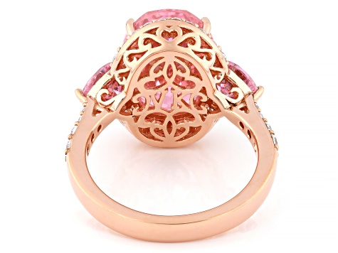 Pink and White Cubic Zirconia 18k Rose Gold Over Sterling Silver