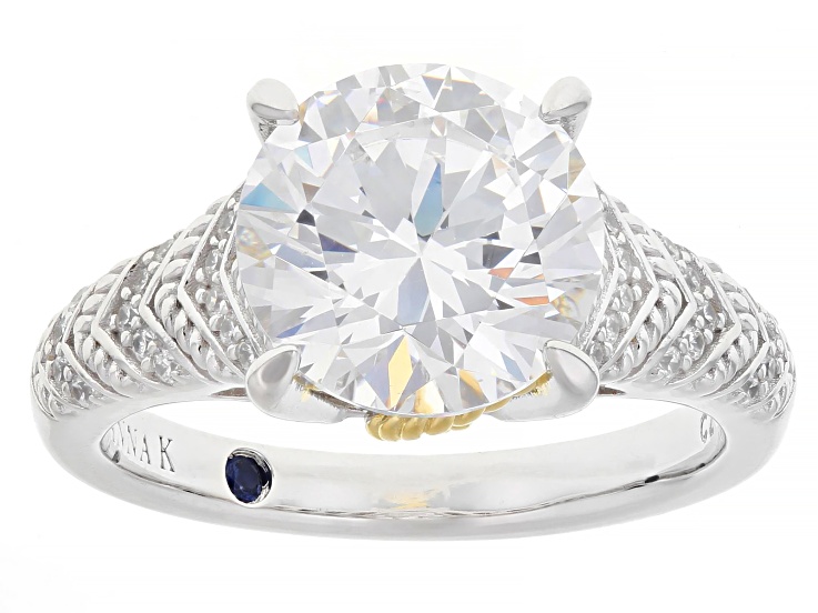 『TEN $RING 金銀 19』 White Cubic Zirconia Platineve™ and 18k Yellow Gold Over Sterling