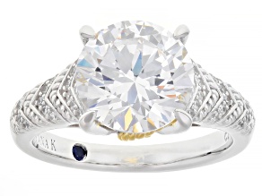 White Cubic Zirconia Platineve™ and 18k Yellow Gold Over Sterling Silver Ring 5.90ctw