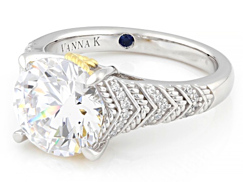 White Cubic Zirconia Platineve™ and 18k Yellow Gold Over Sterling