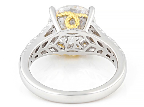 White Cubic Zirconia Platineve™ and 18k Yellow Gold Over Sterling