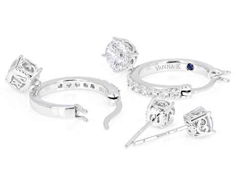 White Cubic Zirconia Platineve® Stud and Hoop Earrings Set of 2
