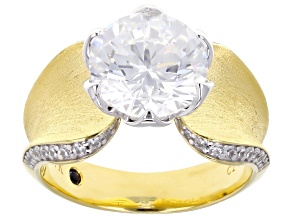 White Cubic Zirconia 18k Yellow Gold Over Sterling Silver and Platineve® Anniversary Ring 6.21ctw