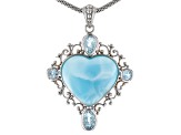 Blue Larimar with Sky Blue Topaz Sterling Silver Popcorn Link Necklace