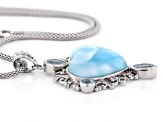 Blue Larimar with Sky Blue Topaz Sterling Silver Popcorn Link Necklace