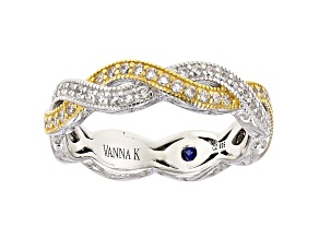 White Cubic Zirconia Platineve & 18k Yellow Gold Over Sterling Silver Ring 1.26CTW