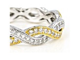 White Cubic Zirconia Platineve & 18k Yellow Gold Over Sterling Silver Ring 1.26CTW