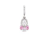 Pink Cubic Zirconia Platineve Over Sterling Silver  Baby Girl Boot Charm 0.53ctw