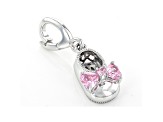Pink Cubic Zirconia Platineve Over Sterling Silver  Baby Girl Boot Charm 0.53ctw