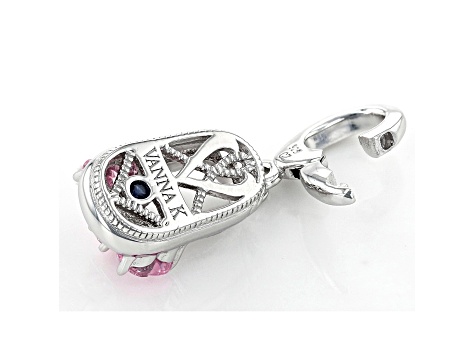 Pink Cubic Zirconia Platineve Over Sterling Silver  Baby Girl Boot Charm 0.53ctw