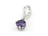 Purple Cubic Zirconia Platineve Over Sterling Silver February Birthstone Charm 0.90ctw