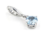 Lab Created Blue Spinel Platineve Over Sterling Silver March Birthstone Charm 0.88ctw