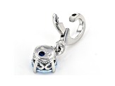 Lab Created Blue Spinel Platineve Over Sterling Silver March Birthstone Charm 0.88ctw