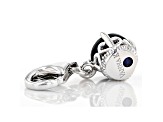 Lab Created Blue Sapphire Platineve Over Sterling Silver September Birthstone Charm 0.86ctw