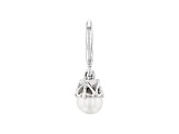 Freshwater Pearl Platineve Over Sterling Silver June Birthstone Charm 1.03ctw