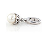 Freshwater Pearl Platineve Over Sterling Silver June Birthstone Charm 1.03ctw