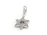 White Cubic Zirconia Platineve Over Sterling Silver Star Of David Charm 0.18ctw
