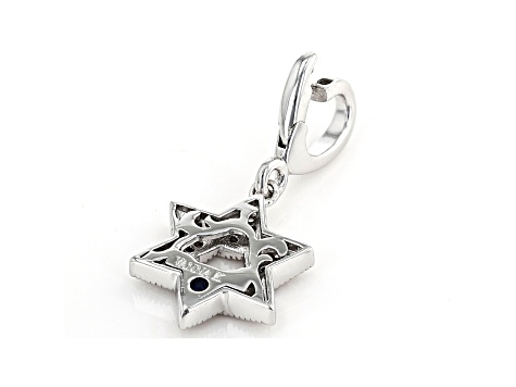 White Cubic Zirconia Platineve Over Sterling Silver Star Of David Charm 0.18ctw