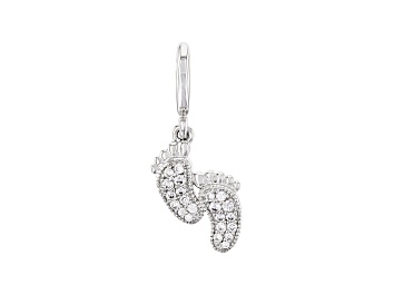 Picture of White Cubic Zirconia Platineve Over Sterling Silver Footprints Charm 0.22ctw