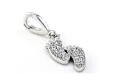 White Cubic Zirconia Platineve Over Sterling Silver Footprints Charm 0.22ctw