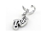 White Cubic Zirconia Platineve Over Sterling Silver Footprints Charm 0.22ctw