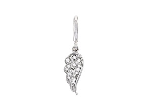 White Cubic Zirconia Platineve Over Sterling Silver Angel Wing Charm 0.10ctw
