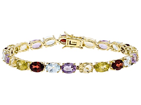 Multi-gemstones 18k yellow gold over sterling silver bracelet 17.86ctw