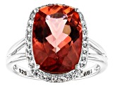 Red labradorite rhodium over sterling silver ring 5.34ctw