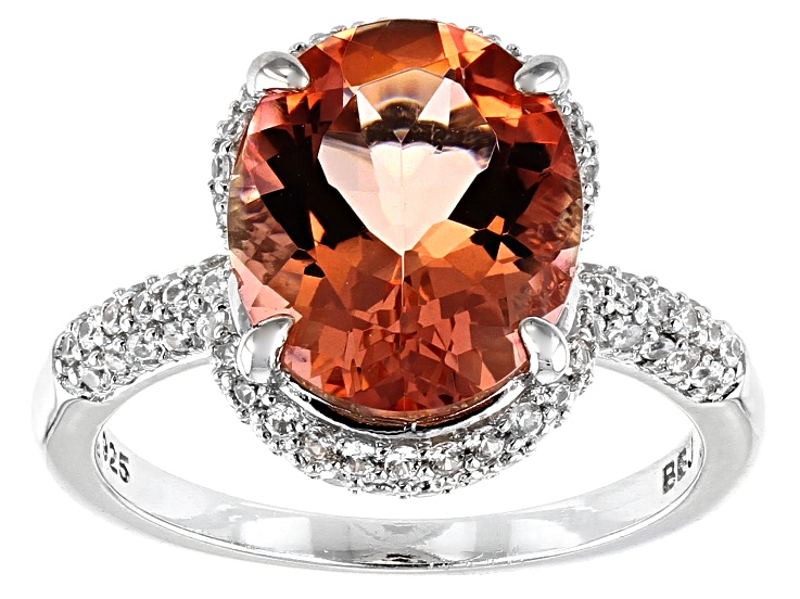 Red labradorite rhodium over sterling silver ring 3.85ctw - WGL004