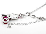 Red lab ruby rhodium over sterling silver pendant chain 1.71ctw