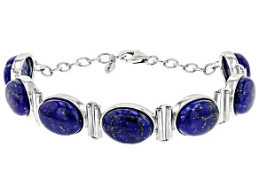 Blue lapis lazuli rhodium over sterling silver bracelet