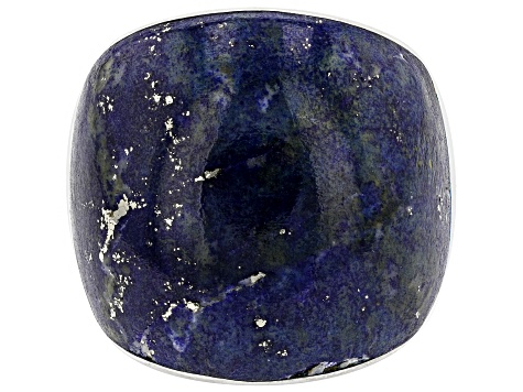 Blue lapis lazuli rhodium over silver solitaire ring